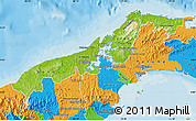 Physical Map of Colon, political outside