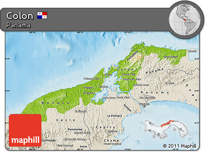 Physical Map of Colon, shaded relief outside