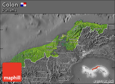 Satellite Map of Colon, desaturated