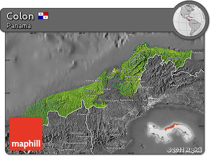 Satellite Map of Colon, desaturated