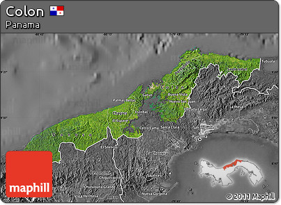 Satellite Map of Colon, desaturated