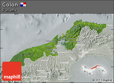 Satellite Map of Colon, lighten, semi-desaturated