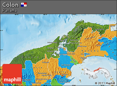 Satellite Map of Colon, political outside
