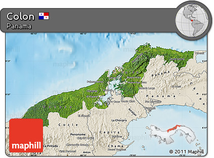 Satellite Map of Colon, shaded relief outside