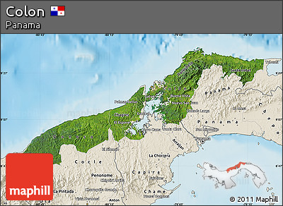 Satellite Map of Colon, shaded relief outside