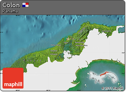 Satellite Map of Colon, single color outside