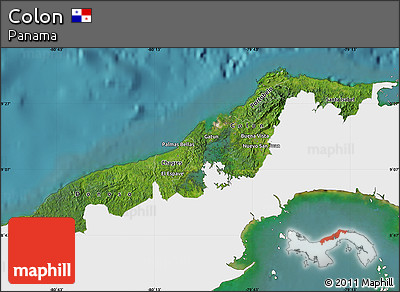 Satellite Map of Colon, single color outside