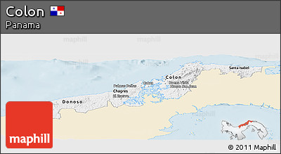 Classic Style Panoramic Map of Colon, single color outside