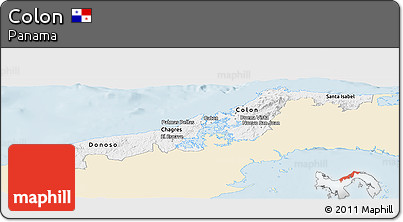 Classic Style Panoramic Map of Colon, single color outside