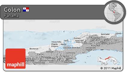 Gray Panoramic Map of Colon