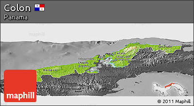 Physical Panoramic Map of Colon, darken, desaturated