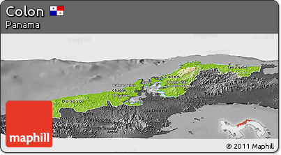 Physical Panoramic Map of Colon, darken, desaturated