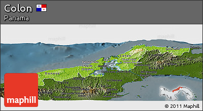 Physical Panoramic Map of Colon, darken