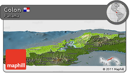 Physical Panoramic Map of Colon, darken