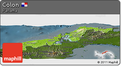 Physical Panoramic Map of Colon, darken
