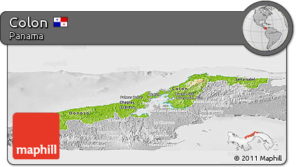 Physical Panoramic Map of Colon, lighten, desaturated