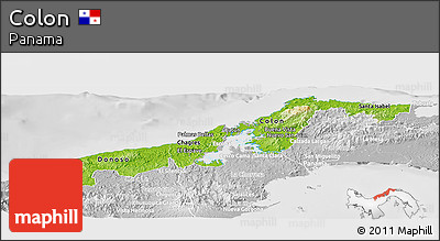 Physical Panoramic Map of Colon, lighten, desaturated
