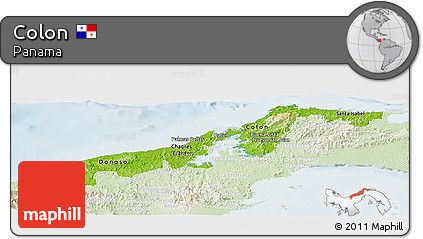Physical Panoramic Map of Colon, lighten