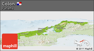 Physical Panoramic Map of Colon, lighten