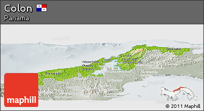 Physical Panoramic Map of Colon, lighten, semi-desaturated