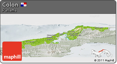 Physical Panoramic Map of Colon, lighten, semi-desaturated