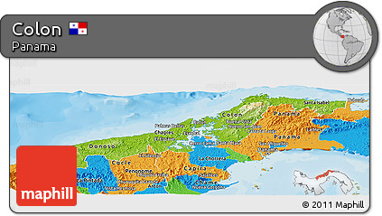 Physical Panoramic Map of Colon, political outside