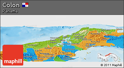 Physical Panoramic Map of Colon, political outside