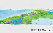 Physical Panoramic Map of Colon, political shades outside