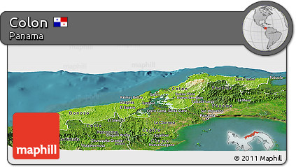 Physical Panoramic Map of Colon, satellite outside