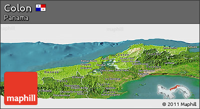 Physical Panoramic Map of Colon, satellite outside