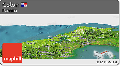 Physical Panoramic Map of Colon, satellite outside