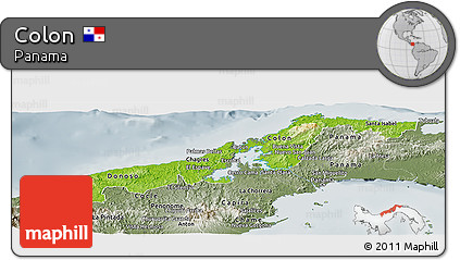Physical Panoramic Map of Colon, semi-desaturated