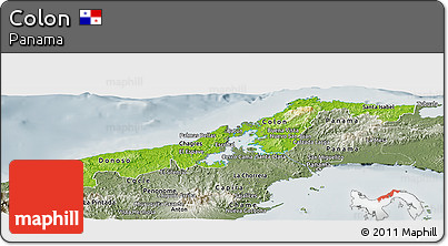 Physical Panoramic Map of Colon, semi-desaturated