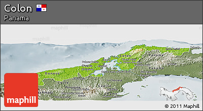 Physical Panoramic Map of Colon, semi-desaturated