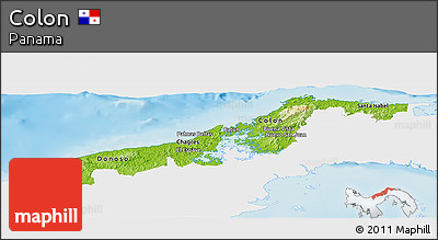 Physical Panoramic Map of Colon, single color outside