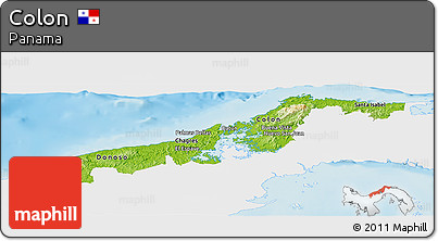 Physical Panoramic Map of Colon, single color outside