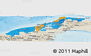 Political Panoramic Map of Colon, shaded relief outside