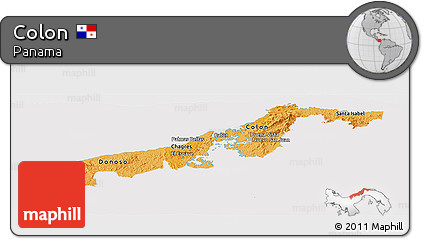Political Shades Panoramic Map of Colon, cropped outside