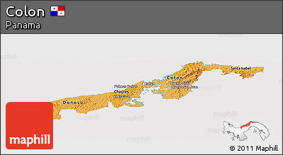 Political Shades Panoramic Map of Colon, cropped outside