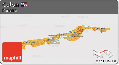 Political Shades Panoramic Map of Colon, cropped outside
