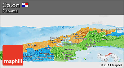 Political Shades Panoramic Map of Colon