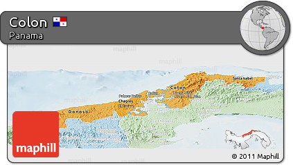 Political Shades Panoramic Map of Colon, lighten