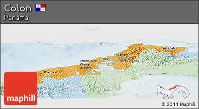 Political Shades Panoramic Map of Colon, lighten