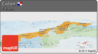 Political Shades Panoramic Map of Colon, lighten