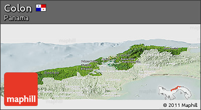 Satellite Panoramic Map of Colon, lighten