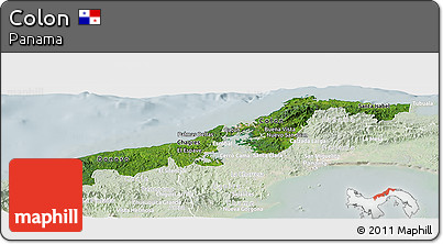 Satellite Panoramic Map of Colon, lighten
