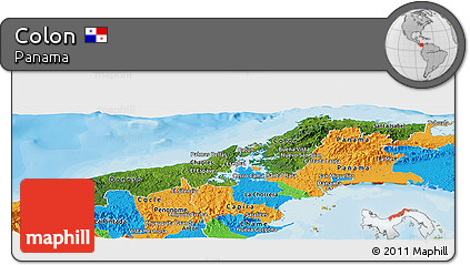 Satellite Panoramic Map of Colon, political outside