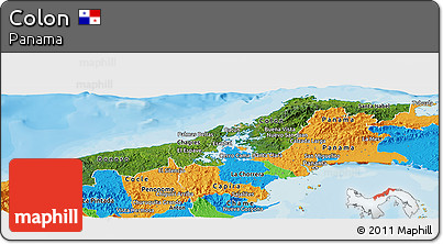 Satellite Panoramic Map of Colon, political outside