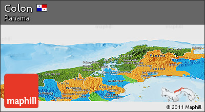 Satellite Panoramic Map of Colon, political outside