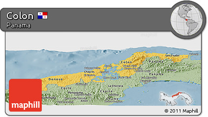 Savanna Style Panoramic Map of Colon